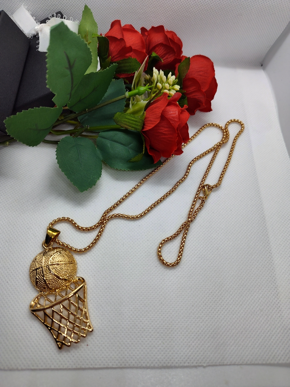 Gold Basketball Hoop Pendant Necklace - Unisex Jewelry